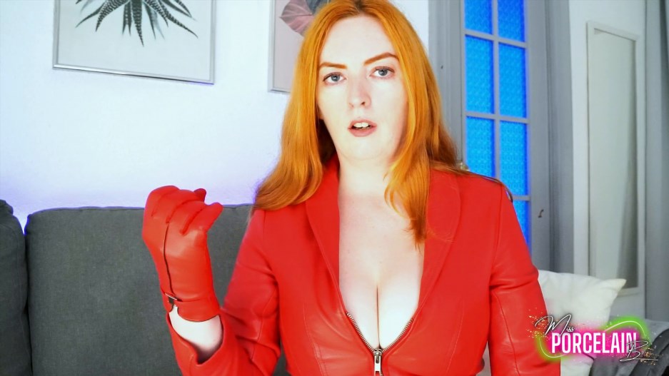 Miss Porcelain B – Sexy Red Leather Glove JOI